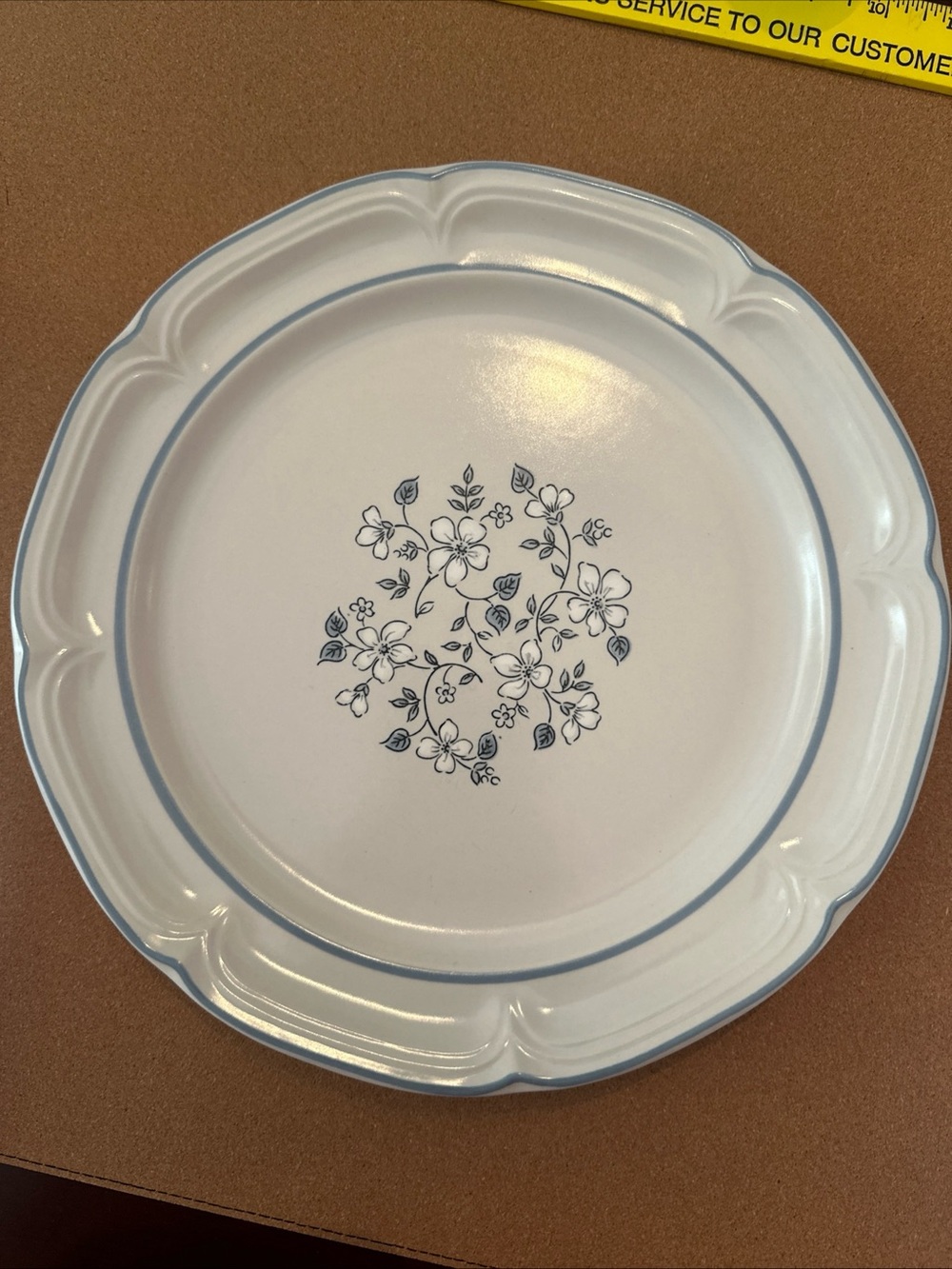 Covington Avondale Blue Floral Stoneware Dinner Plate - Classic Gray and Blue